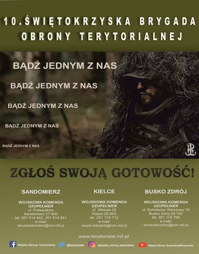 Plakat 10 Świętokrzyska brygada obrony terytorialnej
